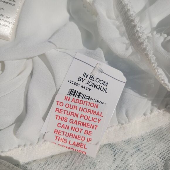 In Bloom by Jonquil Women's Ivory Lace Spaghetti Sleep Mini Dress Size Small - Picture 4 of 13